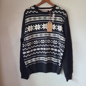 Weatherproof Vintage Mens Fair Isle Snowflake No Pullover Sweater Black Size L